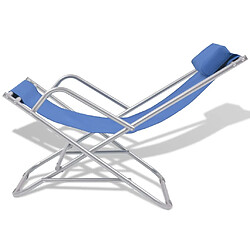 Avis Maison Chic Lot de 2 Transat de jardin,Chaise longue,Chaises inclinables de terrasse Acier Bleu -GKD24724