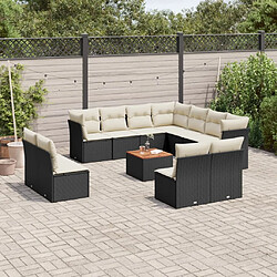 Maison Chic Salon de jardin 12 pcs avec coussins | Ensemble de Table et chaises | Mobilier d'Extérieur noir résine tressée -GKD38914