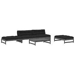 Maison Chic Salon de jardin 5 pcs + coussins - Mobilier/Meubles de jardin - Table et chaises d'extérieur gris bois massif -MN72715