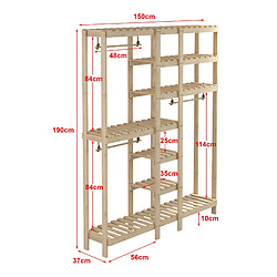 Helloshop26 Portant à vêtement bois de pin 190 x 150 x 37 cm naturel 03_0008126