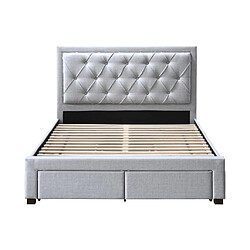 Avis Vente-Unique Lit avec tiroirs 140 x 190 cm - Tissu - Gris clair + Matelas - LEOPOLD