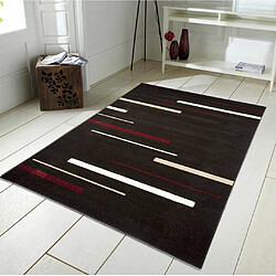 Thedecofactory CASA CHOCO LIGNES - Tapis toucher laineux motifs lignes chocolat 160x230