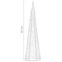 vidaXL Cône lumineux décoratif pyramide LED Acrylique Blanc froid 60cm pas cher