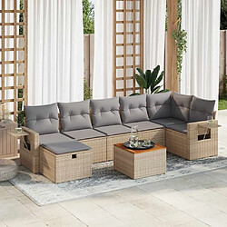 vidaXL Salon de jardin avec coussins 8 pcs beige résine tressée