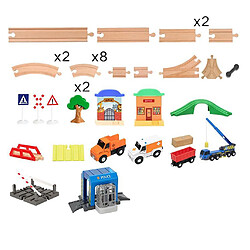 Train en bois Piste de Voiture Jouet Ensemble Route Jouets Éducatifs Jouets Filles et Garçons Enfants Cadeau, facile-à-construire, Les Enfants Peuvent pas cher