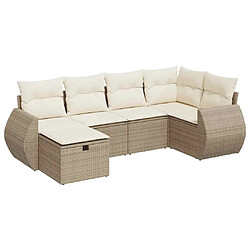 vidaXL Salon de jardin avec coussins 6 pcs beige résine tressée