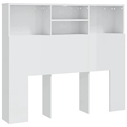 vidaXL Armoire de tête de lit Blanc brillant 120x19x103,5 cm