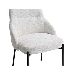 Vente-Unique Lot de 2 chaises en tissu bouclette et métal noir - Blanc - LIAMONA pas cher