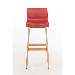 Decoshop26 Tabouret de bar design scandinave x1 structure de 4 pieds en bois assise en plastique rouge 10_0004945