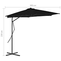 vidaXL Parasol de jardin avec mât en acier noir 300x230 cm pas cher