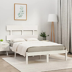 Maison Chic Lit adulte - Lit simple Cadre de lit,Structure du lit Contemporain Blanc Bois massif 120x200 cm -MN20215