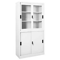 vidaXL Armoire de bureau et porte coulissante Blanc 90x40x180 cm Acier