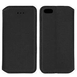 Avizar Housse Etui Folio Portefeuille Apple iPhone SE, 5S, 5 - Noir Clapet Aimanté