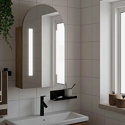 Maison Chic Armoire de bain à miroir,Meuble haut de rangement de salle de bain avec LED arquée chêne 42x13x70 cm -GKD640451