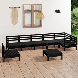 Maison Chic Salon de jardin 8 pcs - Table et chaises d'extérieur - Mobilier/Meubles de jardin Moderne Bois de pin massif Noir -MN73026