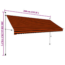 vidaXL Auvent manuel rétractable 350 cm Orange et marron pas cher