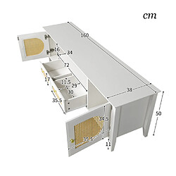 Avis ComfortXL Meuble Tv Peint Avec Portes En Rotin Courbées Et Tiroirs