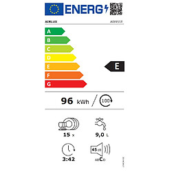 Lave-vaisselle 60cm 15 couverts 45db tout intégrable - ADI955T - AIRLUX