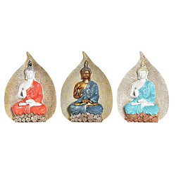 Figurine Décorative DKD Home Decor Rouge Bleu Doré Orange Buda Résine (15,5 x 5 x 20,7 cm) (3 Unités)