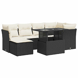 vidaXL Salon de jardin 7 pcs avec coussins noir résine tressée