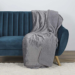 The Home Deco Factory Plaid en flanelle et sherpa XXL 140x200 cm gris foncé.