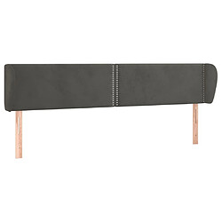 Maison Chic Tête de lit moderne avec oreilles pour chambre - Décoration de lit Gris foncé 163x23x78/88 cm Velours -MN91018