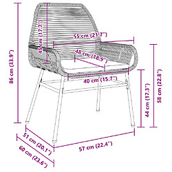 vidaXL Chaises de jardin lot de 2 avec coussins noir résine tressée pas cher