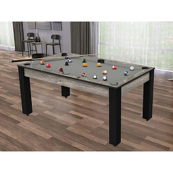 Jardindeco Billard convertible table 6 personnes Texas + pack accessoires Confort industriel et gris (tapis)