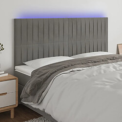 vidaXL Tête de lit à LED Gris clair 200x5x118/128 cm Velours