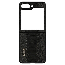 Coque pour Samsung Z Flip 5 Hybride Cuir Véritable Motif Serpent Abeel noir