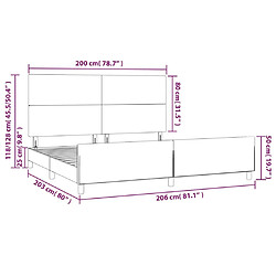 vidaXL Cadre de lit sans matelas taupe 200x200 cm tissu pas cher