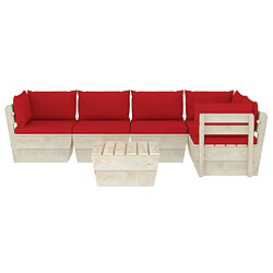 Avis Maison Chic Salon de jardin palette 6 pcs avec coussins - Table et chaises d'extérieur - Mobilier/Meubles de jardin Moderne épicéa imprégné -MN93101