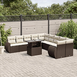 vidaXL Salon de jardin et coussins 11 pcs marron résine tressée