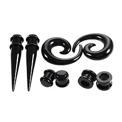 8pcs oreille noire étirement kit acrylique cierges, tunnels, bouchons d'escargot en spirale 3mm