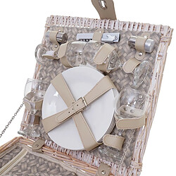 Acheter Decoshop26 Panier pique-nique pour 4 personnes sac pique-nique + glacière verre porcelaine inox beige DIV04032