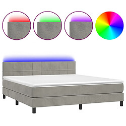 vidaXL Sommier à lattes de lit avec matelas LED Gris clair 160x200 cm