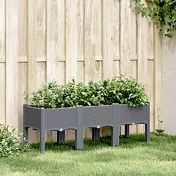 vidaXL Jardinière avec pieds bleu gris 120x40x42 cm PP