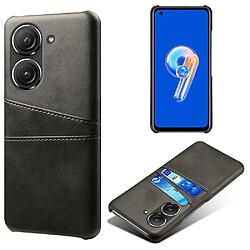 Coque en TPU + PU anti-chocs avec deux porte-cartes pour votre Asus Zenfone 9 5G - noir