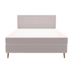 Avis Vente-Unique Ensemble complet boxspring tête de lit + sommier + matelas + surmatelas - 160 x 200 cm - Velours côtelé - Beige - NARA de YSMÉE