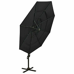 Avis Maison Chic Parasol Jardin | Parasol à 4 niveaux avec mat en aluminium Noir 3x3 m - GKD40222