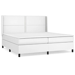 vidaXL Sommier à lattes de lit avec matelas Blanc 200x200cm Similicuir