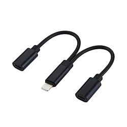 Acheter Wewoo Adaptateur noir pour iPhone X / 8 et 8 Plus / 7 7 Plus / 6 6s 6 Plus 6s Plus / iPad, soutien IOS 11,2 12cm 8 broches Lightning mâle à double câble d'adaptateur femelle 8 Lightning,