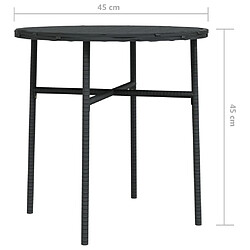 vidaXL Table à thé Noir 45 cm Résine tressée pas cher