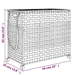 vidaXL Panier à linge avec roulettes gris 66x35x60 cm résine tressée pas cher