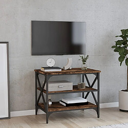 Maison Chic Meuble TV scandinave - Banc TV pour salon Chêne fumé 60x40x50 cm Bois d'ingénierie -MN13587