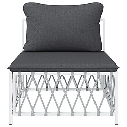 Avis Maison Chic Canapé central de jardin avec coussins | Canapé Sofa d'extérieur | Fauteuil terrasse blanc tissu tissé -MN53917