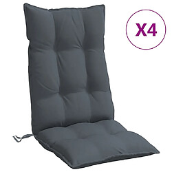 vidaXL Coussins de chaise à dossier haut lot de 4 anthracite