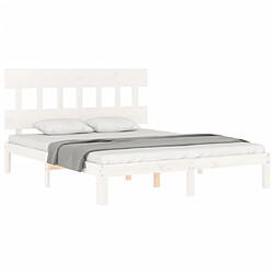 Acheter Maison Chic Lit adulte - Cadre Structure de lit avec tête de lit Contemporain blanc 160x200 cm bois massif -MN67274