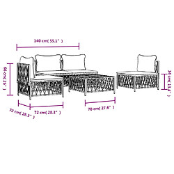 vidaXL Salon de jardin avec coussins 5 pcs anthracite acier pas cher