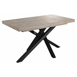 Pegane Table à manger rectangulaire extensible en bois coloris chêne miel / pieds noir - Longueur 140-220 x profondeur 90 x hauteur 76 cm